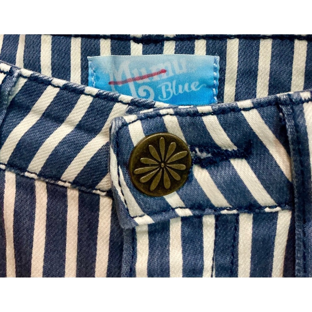Show Me Your Mumu Berkeley Bell Bottom Jeans Blue White Stripe High Rise XS 25 - Picture 8 of 9